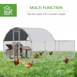 English Elm Pawhut Walk in Galvanized Steel Chicken Run Dome Enclosure Outdoor Backyard Hen Pen W2225P166345