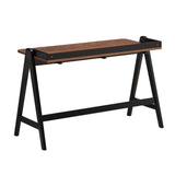 English Elm Writing Desk With Usb Ports In Walnut and Black