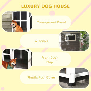 English Elm Pawhut Cabin Style Wooden Dog House Large Breeds Asphalt Roof Openable Ventilation W2225P166327