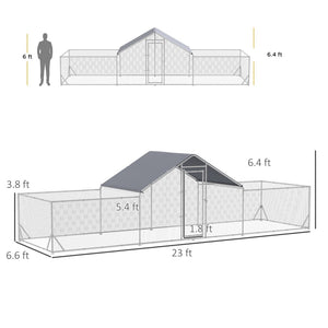 English Elm Pawhut Walk-in Galvanized Steel Poultry Run with Uv Waterproof Cover for Yard Use W2225P166342