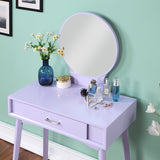 English Elm Maly Contemporary Wood Vanity and Stool Set, Purple