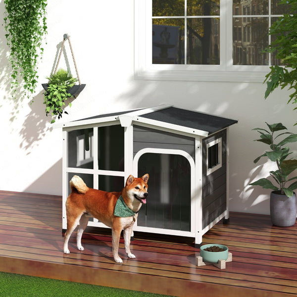 English Elm Pawhut Cabin Style Wooden Dog House Large Breeds Asphalt Roof Openable Ventilation W2225P166327