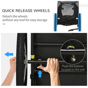 English Elm Aosom Pet Bike Trailer with Steel Frame, Quick-Release Wheels, Mesh Ventilation & Safety Flag Black W2225P166453