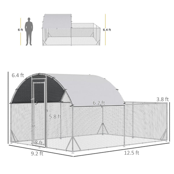English Elm Pawhut Walk in Galvanized Steel Chicken Run Dome Enclosure Outdoor Backyard Hen Pen W2225P166345