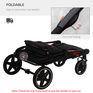 English Elm PawHut Foldable Dog Stroller with 1-Click Fold, Shock Absorption, Mesh Skylight, Storage, 66lb Capacity W2225P166291