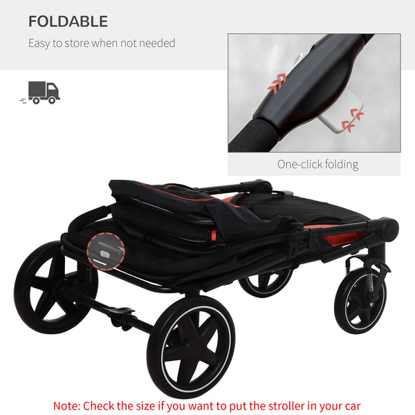 English Elm PawHut Foldable Dog Stroller with 1-Click Fold, Shock Absorption, Mesh Skylight, Storage, 66lb Capacity W2225P166291