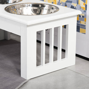 English Elm PawHut Raised 6" Puppy Feeding Station with Stainless Steel Bowls, Non-Slip Modern Wooden Pet Stand W2225P166295