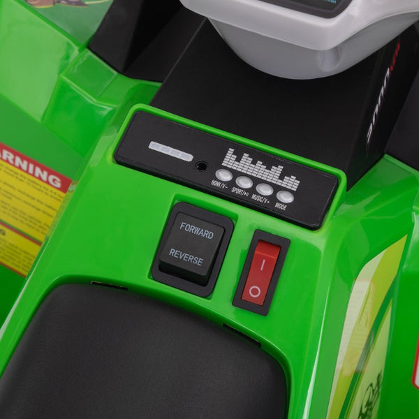 English Elm 6v Kids Ride on Atv Toddler Electric Car with Detachable Trailer and Bluetooth Audio Green W2181P164287