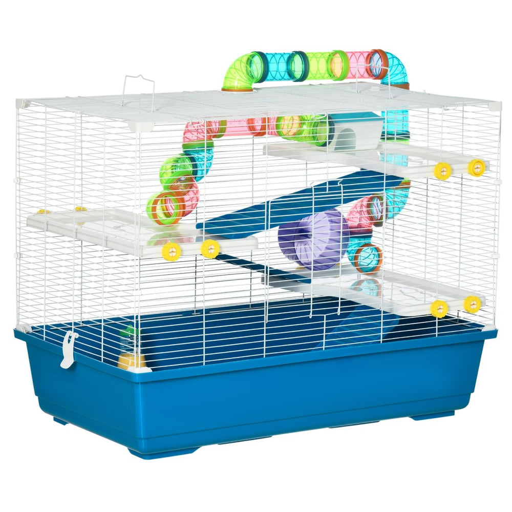 English Elm Pawhut 4 Tier Small Animal Habitat with Tubes Tunnels Exercise Wheel and Carry Handles W2225P166272