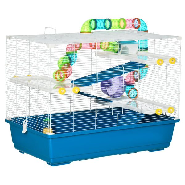 English Elm Pawhut 4 Tier Small Animal Habitat with Tubes Tunnels Exercise Wheel and Carry Handles W2225P166272