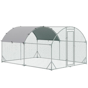English Elm Pawhut Walk-in Galvanized Steel Chicken Run with Dome Canopy for Yard Farm Use W2225P166340