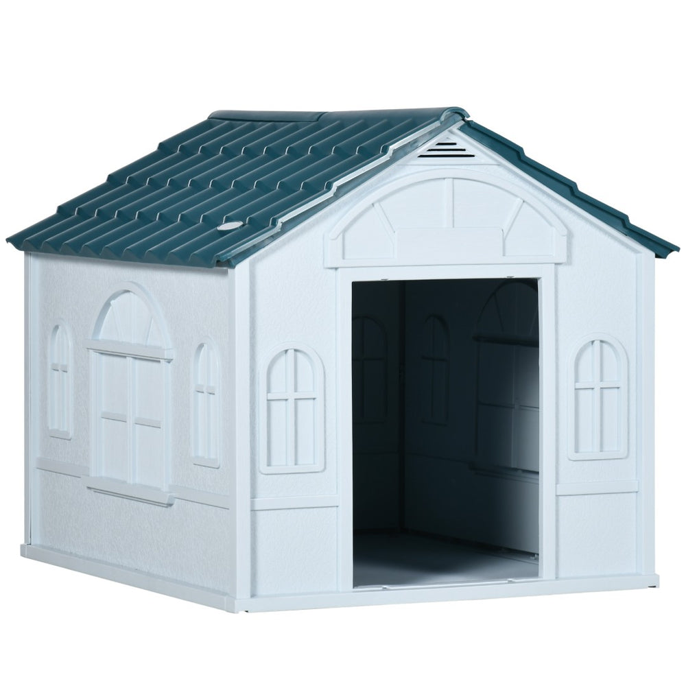 English Elm Pawhut Cottage Style Plastic Dog House Weather Resistant Shelter for Small Medium Pets W2225P166324