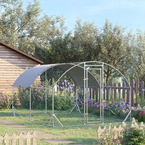 English Elm Pawhut Walk-in Galvanized Steel Chicken Run with Dome Canopy for Yard Farm Use W2225P166340