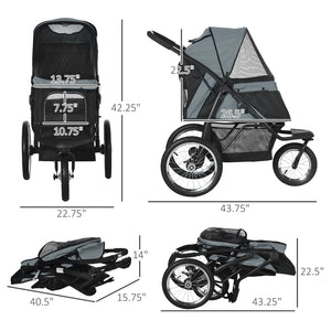 English Elm Pawhut Pet Stroller For Small/Medium Dogs - All-Terrain, Foldable, Adjustable Canopy & Storage Basket W2225P166289-GIGA