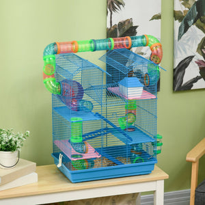 English Elm Pawhut 5 Tier Wire Small Animal Habitat with Tunnels Wheel and Ventilated Frame W2225P166269