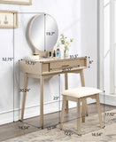 English Elm Maly Contemporary Wood Vanity and Stool Set, Gold