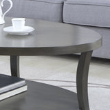 Perth Contemporary Gray Oval Birch Coffee Table with Storage Shelf - 48W x 30D x 18.25H