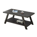 English Elm Athens Contemporary Replicated Wood Shelf Coffee Table In Charcoal Finish