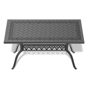 English Elm L59.05*W35.43-Inch Elegant Cast Aluminum Patio Dining Table - Seats 6, Durable & Weather-Resistant W1710P166029