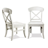 English Elm Harola Cross-Back Dining Side Chairs In Set Of 2, Smoky White Finish