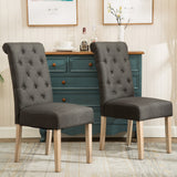 English Elm Habit Solid Wood Tufted Parsons Dining Chair, Set Of 2, Charcoal