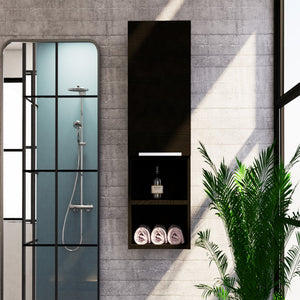 English Elm Medicine Cabinet With Sleek Design, Concealed Storage & Open Shelving - Perfect For Modern Bathrooms! B097133163