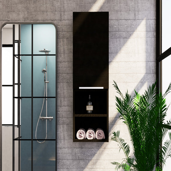 English Elm Medicine Cabinet With Sleek Design, Concealed Storage & Open Shelving - Perfect For Modern Bathrooms! B097133163