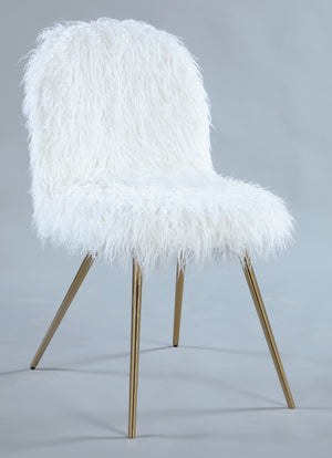 English Elm Ravni Faux Fur Accent Chair With Gold Legs