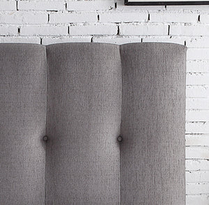 English Elm Bridgevine Tufted Upholstered Headboard Queen Grey with Nailhead Trim, Easy-Clean Polyester, Chic Finish B108P163874