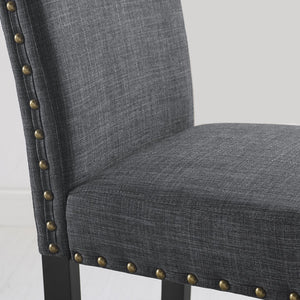 English Elm Biony Fabric Dining Chairs With Nailhead Trim, Set Of 2, Gray