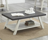 English Elm Athens Contemporary Two-Tone Wood Shelf Coffee Table In Weathered Charcoal and Beige