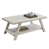 English Elm Athens Contemporary Wood Shelf Coffee Table In White Finish