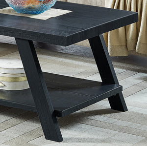 English Elm Athens Contemporary Replicated Wood Shelf Coffee Table In Black Finish