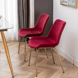 English Elm Aufurr Modern Velvet Dining Chair, Set Of 2, Red