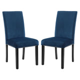 English Elm Cobre Contemporary Velvet Dining Chair With Nailhead Trim, Set Of 2, Blue