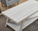 English Elm Athens Contemporary Wood Shelf Coffee Table In White Finish