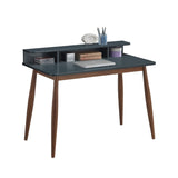 English Elm Roskilde Mid-Century Modern Wood Writing Desk With Hutch, Grey