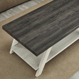 English Elm Athens Contemporary Two-Tone Wood Shelf Coffee Table In Weathered Charcoal and Beige