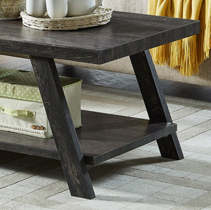 English Elm Athens Contemporary Replicated Wood Shelf Coffee Table In Charcoal Finish