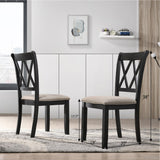 English Elm Windvale Fabric Upholstered Dining Chair In Black, Set Of 2