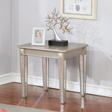 Contemporary Champagne Wood End Table with Mirrored Legs | 22