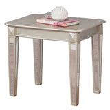 English Elm Barent Contemporary Wood End Table With Mirrored Legs, Champagne