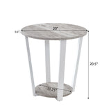 English Elm Elysian Contemporary Round End Table With Shelf, Gray