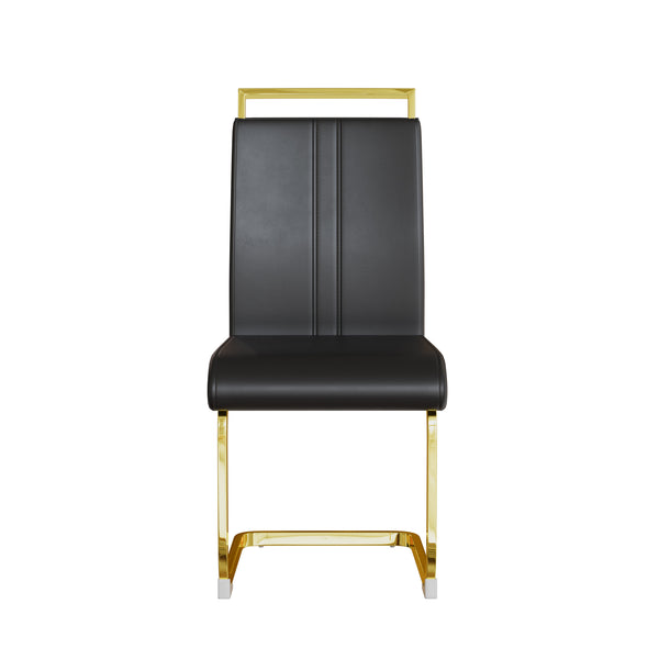 English Elm Modern Dining Chairs Set Of 4 - Stylish Pu Faux Leather With Gold-Plated Legs For Any Space W2189133301