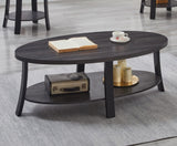 English Elm Anze Contemporary Oval Wood Shelf Coffee Table In Charcoal Finish