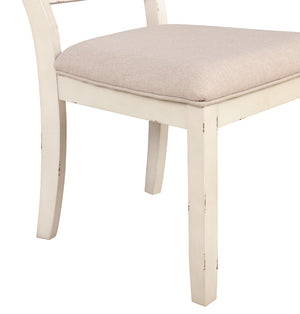 English Elm Prato Wood Cross Back Upholstered Dining Chairs, Set Of 2, Antique White