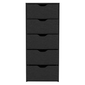 English Elm Dresser with Two Open Shelves and Four Drawers, 35" Tall Storage Chest with Metal Handles, Sleek Finish Black 44.88 L x 20.47 W x 5.12 H B097133023