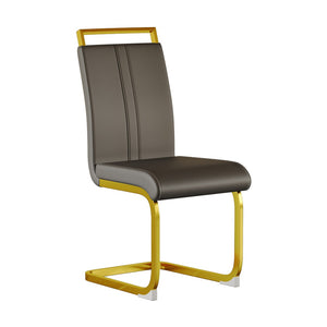 English Elm Modern High Back Pu Leather Dining Chairs Set of 4 with Chrome C Legs Cushioned W2189S00819
