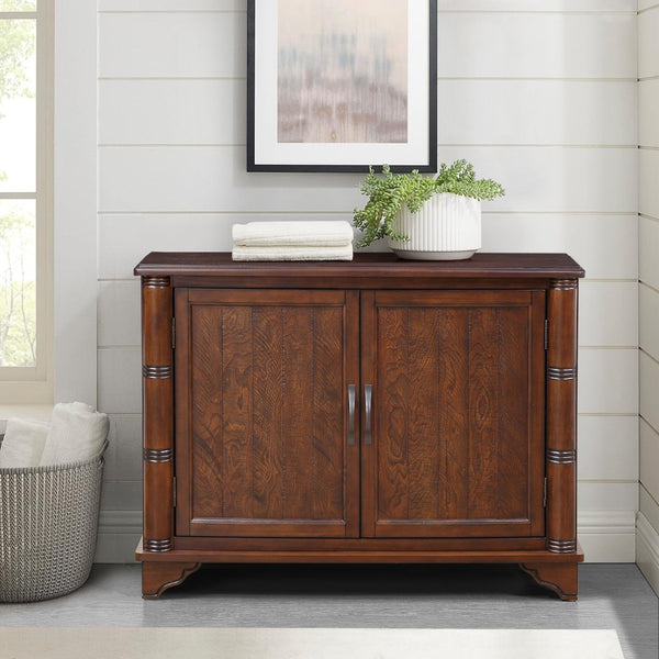 English Elm 40" Retro Console Table with Dual Cabinet Storage Pine Frame Entryway Foyer Light Espresso W1202P146346