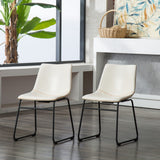 Lotusville Set of 2 Vintage PU Leather Dining Chairs - White